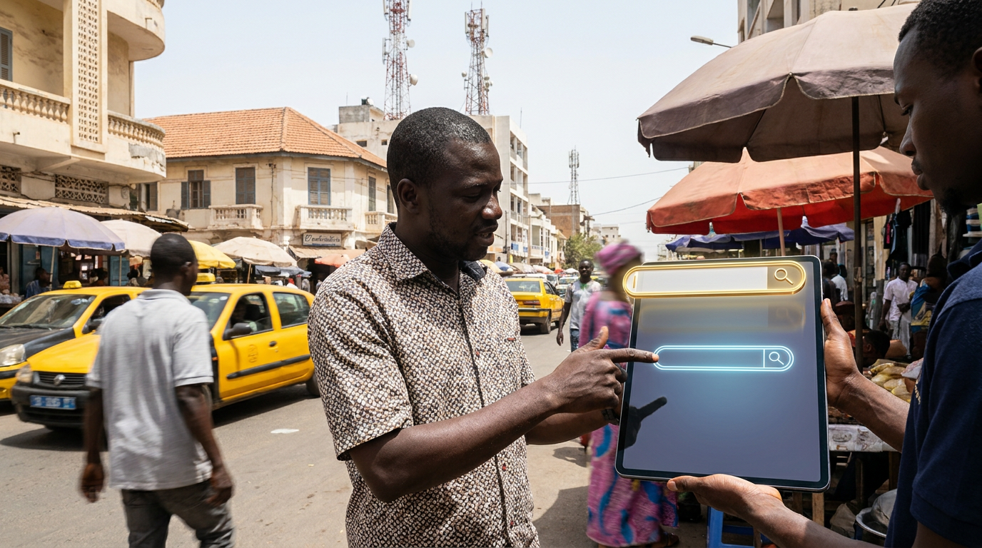 Gráfico que ilustra la importancia de aparecer en la primera página de Google para un negocio en Senegal.